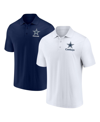 Fanatics Men's  White, Navy Dallas Cowboys Throwback Polo Shirt Combo Set In White,navy