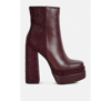 London Rag Dryday Diamante Zip Up Block Heel Boots In Burgundy