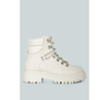 London Rag Ponsies Lace Up Chunky Platform Biker Boots In Ecru