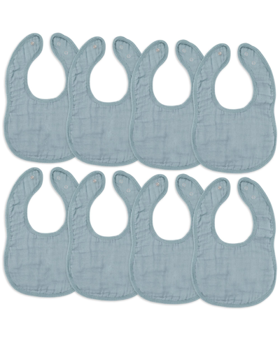 Comfy Cubs Baby Boys And Baby Girls Muslin Bibs, Pack Of 8 In Pacific Blue