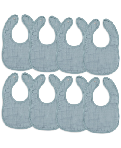 Comfy Cubs Babies' Muslin Bibs, Pack Of 8 In Pacific Blue
