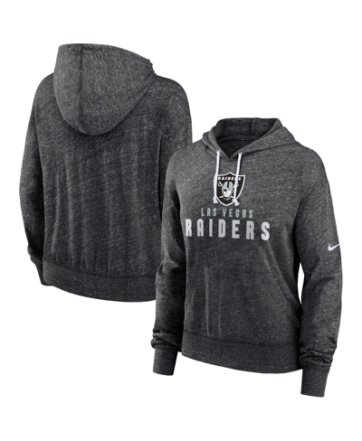 Nike Women's  Black Distressed Las Vegas Raiders Gym Vintage-like Lightweight Hooded Top