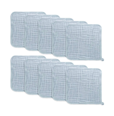 Comfy Cubs Muslin Washcloths, Pack Of 10 With Gift Box In Gray