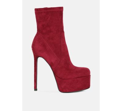 London Rag Clubbing High Heeled Microfiber Ankle Boot In Burgundy