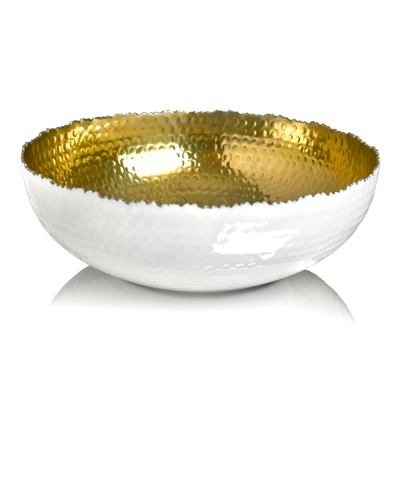 Godinger Enamel Gold-tone Stainless Serving Bowl In White
