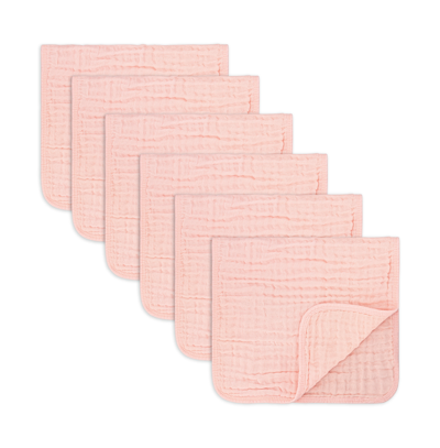 Comfy Cubs Babies' Muslin Burp Cloths, Pack Of 6 In Pink