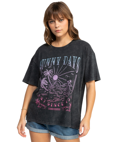 Roxy Sunny Days Oversize Graphic T-shirt In Anthracite