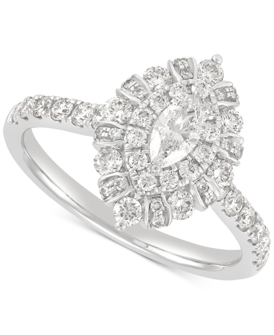 Macy's Diamond Marquise Halo Engagement Ring (1 Ct. T.w.) In 14k White Gold