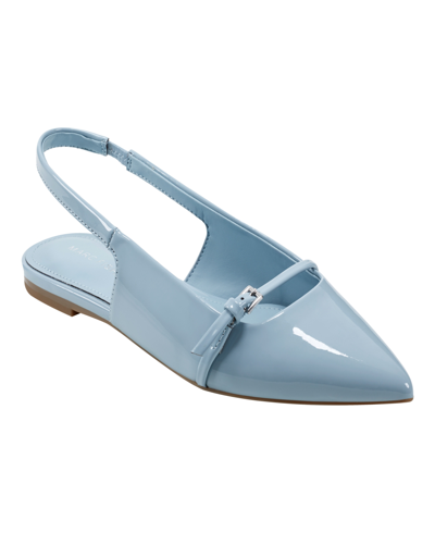 Marc Fisher Women's Elelyn Pointy Toe Slingback Dress Flats In Light Blue Patent - Faux Patent Leather