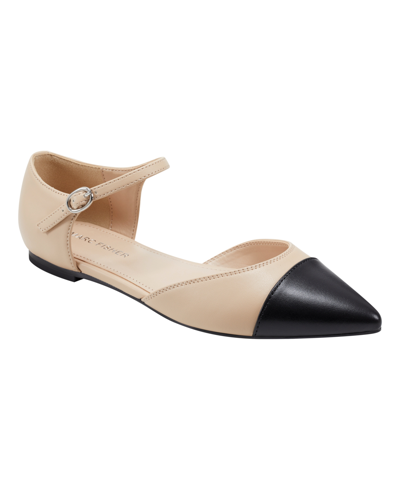Marc Fisher Women's Elesia Pointy Toe Dress Flat Shoes In Light Natural- Faux Suede,manmade