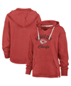 47 BRAND WOMEN'S '47 BRAND RED DISTRESSED KANSAS CITY CHIEFS WRAPPED UP KENNEDY V-NECK PULLOVER HOODIE