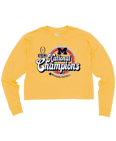 Blue 84 Women's  Maize Michigan Wolverines College Football Playoff 2023 National Champions Cropped L