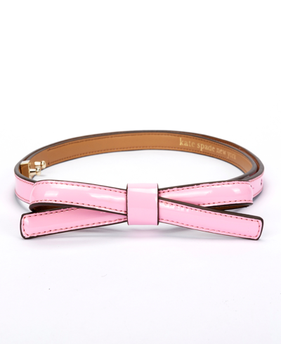 Kate Spade Patent Shoestring Bow Belt In Strawberry Shake