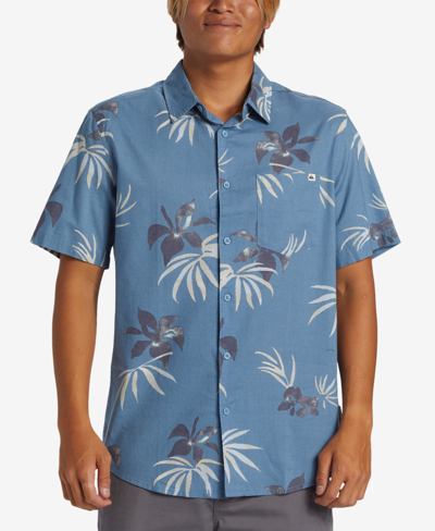 Quiksilver Men's Apero Classic Short Sleeve Shirt In Blue Shadow Aop Mix Bag