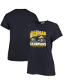 47 BRAND WOMEN'S '47 BRAND NAVY DISTRESSED MICHIGAN WOLVERINES 12-TIME FOOTBALL NATIONAL CHAMPIONS FRANKIE T-