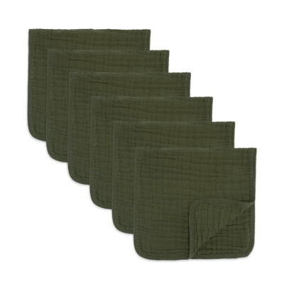 Comfy Cubs Babies' Muslin Burp Cloths, Pack Of 6 In Kelp