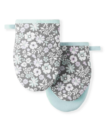 Martha Stewart Printed Mini Oven Mitt 5.5" X 8" 2 Pk In Gray