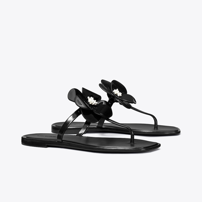 Tory Burch Flower Jelly Sandal In Perfect Black