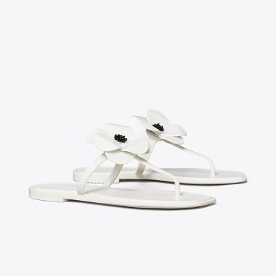 Tory Burch Flower Jelly Sandal In Off White