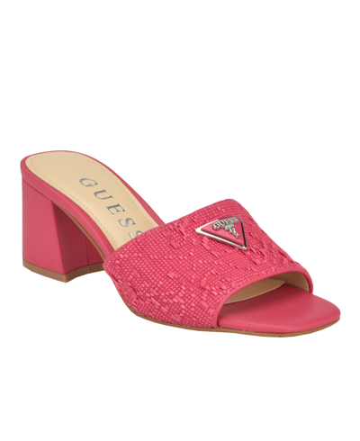 Guess Women's Gables Block Heel Slip On One Band Sandals In Pink Logo