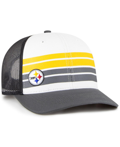 47 Brand Kids' Big Boys And Girls ' White, Charcoal Pittsburgh Steelers Cove Trucker Snapback Hat In White,charcoal