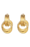 Eye Candy Los Angeles Lisa 24k Gold Plated Open Circle Drop Hoop Earrings In Gold