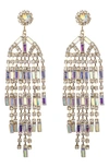 Eye Candy Los Angeles Elena Ab Crystal Fringe Drop Earrings In Gold
