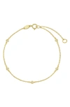 Candela Jewelry 10k Gold Bezel Set Cz Station Anklet In Clear