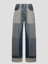Marine Serre Patchwork High-rise Wide-leg Jeans In Blue