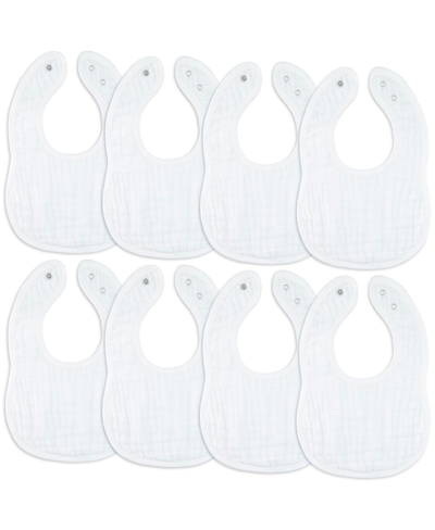 Comfy Cubs Baby Boys And Baby Girls Muslin Bibs, Pack Of 8 In White