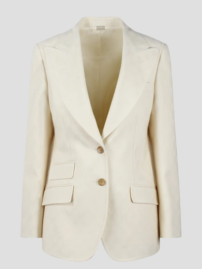 Gucci Single-breasted Jacquard Logo Blazer In White
