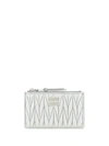 Miu Miu Logo-plaque Matelassé Wallet In Argento