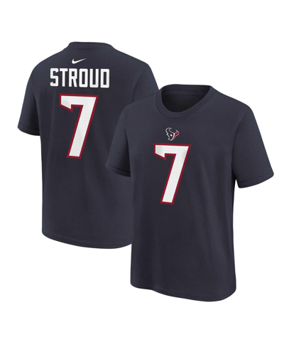 NIKE LITTLE BOYS AND GIRLS NIKE C.J. STROUD NAVY HOUSTON TEXANS PLAYER NAME AND NUMBER T-SHIRT