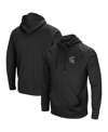 COLOSSEUM MEN'S COLOSSEUM BLACK MICHIGAN STATE SPARTANS BLACKOUT 3.0 TONAL RAGLAN FULL-ZIP HOODIE