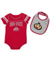 COLOSSEUM BOYS AND GIRLS NEWBORN AND INFANT COLOSSEUM SCARLET, GRAY OHIO STATE BUCKEYES CHOCOLATE BODYSUIT AND