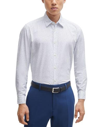 Hugo Boss Boss By  Men's Printed Oxford Regular-fit Dress Shirt In White