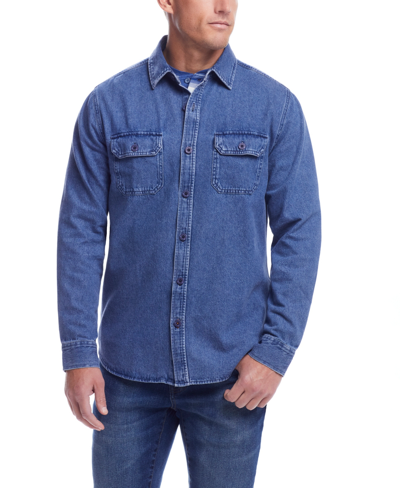 Weatherproof Vintage Men's Denim Overshirt Jacket In Acid Blue