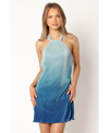 Petal And Pup Petal & Pup Melody Ombré Halter Neck Plissé Minidress In Blue