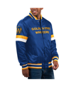 STARTER MEN'S STARTER ROYAL GOLDEN STATE WARRIORS HOME GAME SATIN FULL-SNAP VARSITY JACKET