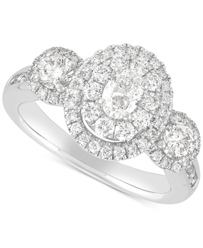 Macy's Diamond Oval Halo Engagement Ring (1-1/2 Ct. T.w.) In 14k White Gold