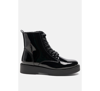 London Rag Rubble Statement Pu Lace Up Ankle Boots In Black