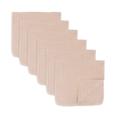 Comfy Cubs Babies' Muslin Burp Cloths, Pack Of 6 In Blush