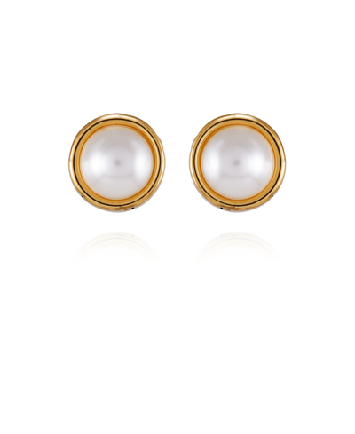 T Tahari Imitation Pearl Stud Earrings In Gold