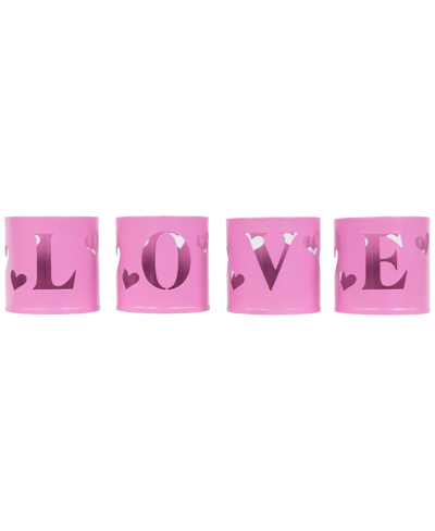 Northlight Set Of 4 Love Valentine's Day Candle Holders, 2.75" In Pink