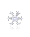 Classicharms Pave And Freshwater Pearl Snowflake Multi Way Brooch Pendant In Silver