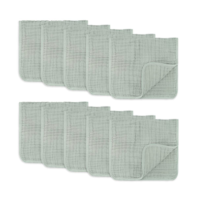 Comfy Cubs Baby Boys And Baby Girls Muslin Burp Cloths, Pack Of 10 In Fern