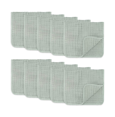 Comfy Cubs Babies' Muslin Burp Cloths, Pack Of 10 In Fern