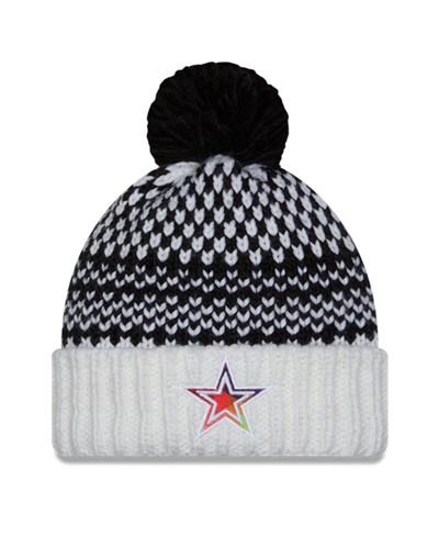 New Era Women's  Black, White Dallas Cowboys 2023 Nfl Crucial Catch Cuffed Pom Knit Hat In Black,white