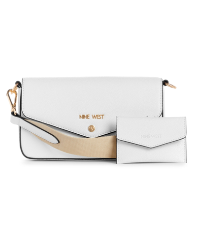 Nine West Peaches Small Crossbody Flap Bag And Card Case In White