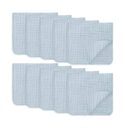 Comfy Cubs Baby Boys And Baby Girls Muslin Burp Cloths, Pack Of 10 In Slate